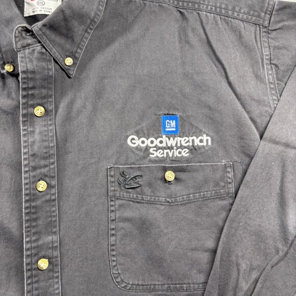 Chase GM Goodwrench Mechanic Work Shirt Button Up Long Sleeve Black XXL G243 - Picture 2 of 8
